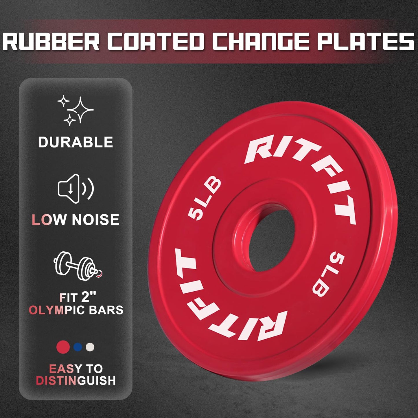 RitFit Fractional Rubber Weight Plates, Colored Bumper Plates for Starting Strength and Progressive Overload Training, Pair and Sets