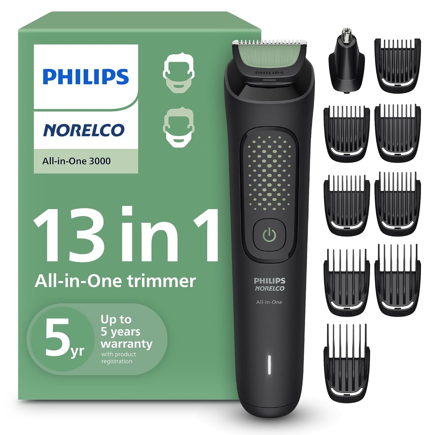 Philips Norelco MG3919/50 All-in-One Trimmer - 13-in-1 Beard Styler & Hair Clipper with 9 Length Settings