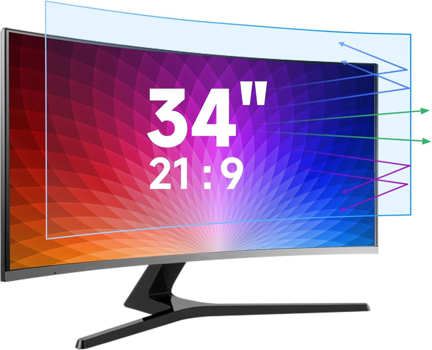 34 Inch 21:9 34'' Monitor Blue Light Filter Desktop Screen Protector, Anti Glare Film Eye Protection Blue Light