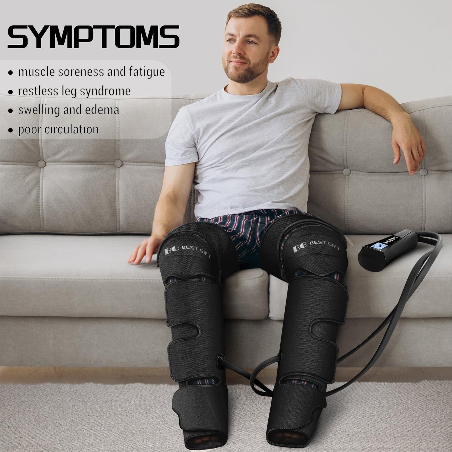 Mothers Day Gifts for Mom, Women, Dad, Men, Him, Her, Fathers Day, Christmas, Air Compression Massager with Heat for Comprehensive Leg and Foot Therapy, Helpful for Varicose Veins, Cramps, Edema