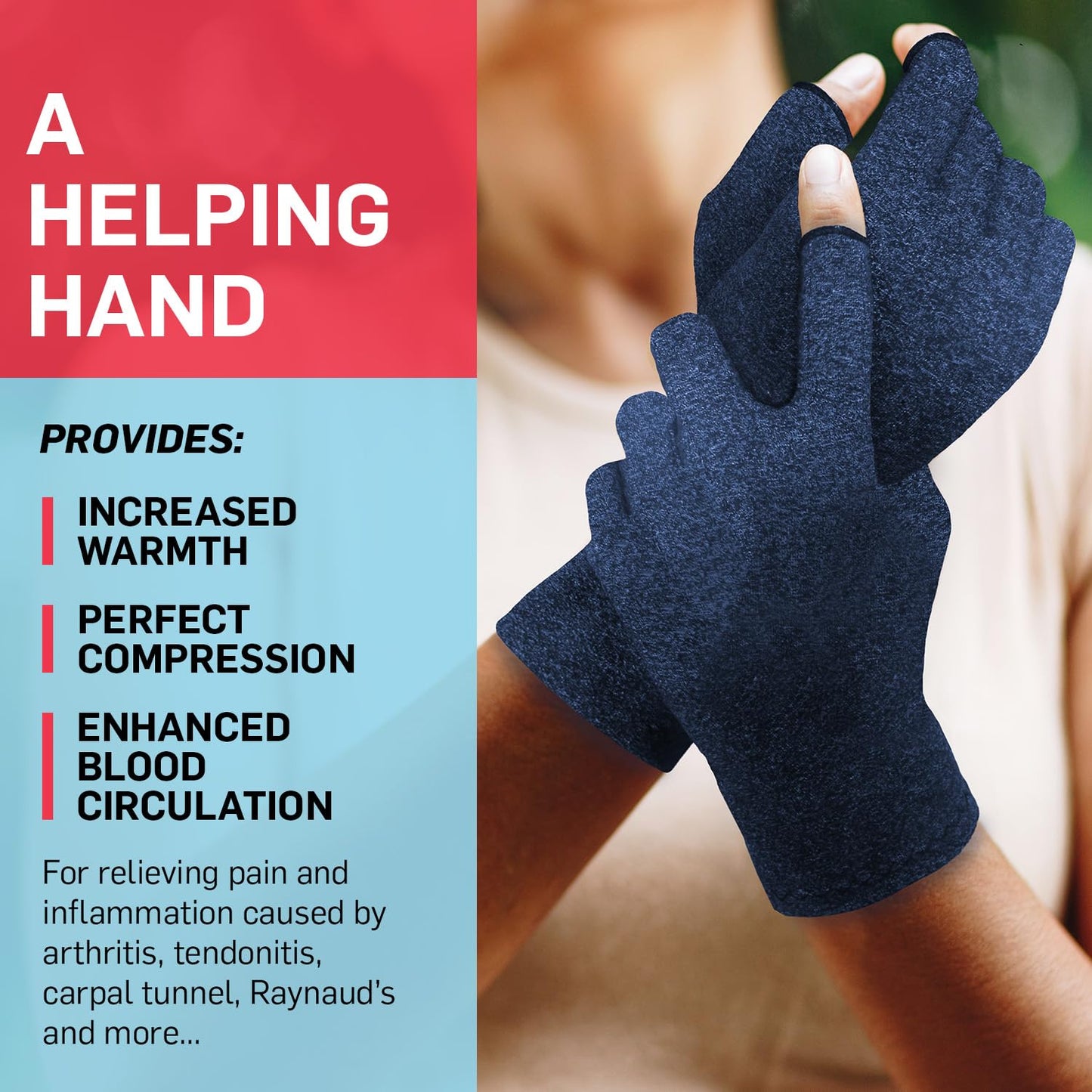 Doctor-Developed Wrist Brace & Essentials Cotton Gloves (Large, Navy) Bundle - Comfortable Hand Brace Support for Carpal Tunnel Relief, Tendonitis, and Everyday Use, Fits Left or Right Hand