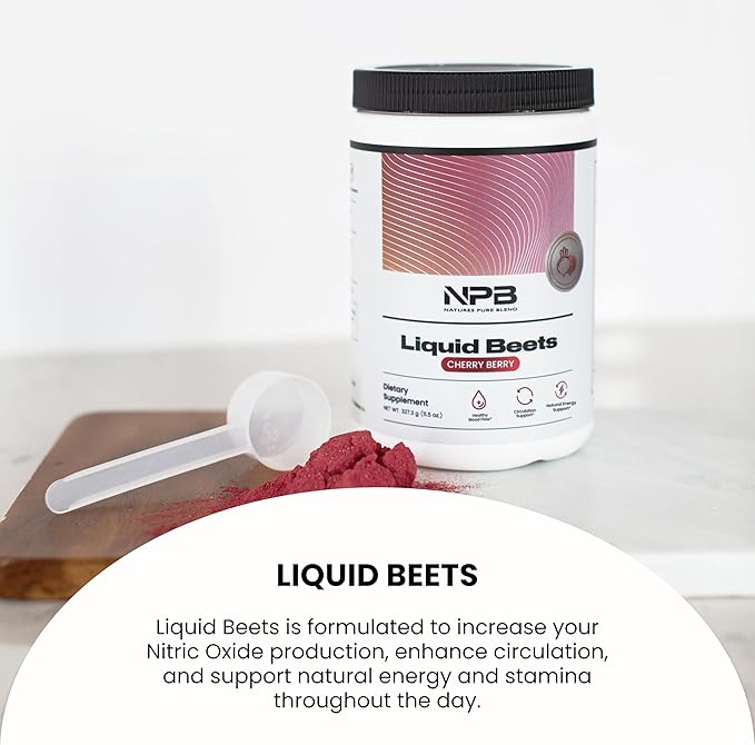 Nature's Pure Blend Organic Beet Root Powder ??Nitric Oxide Booster L-Arginine ??Liquid Beets for Blood Flow Circulation & Energy ??Pre-Workout Endurance Support ??8,000 MG