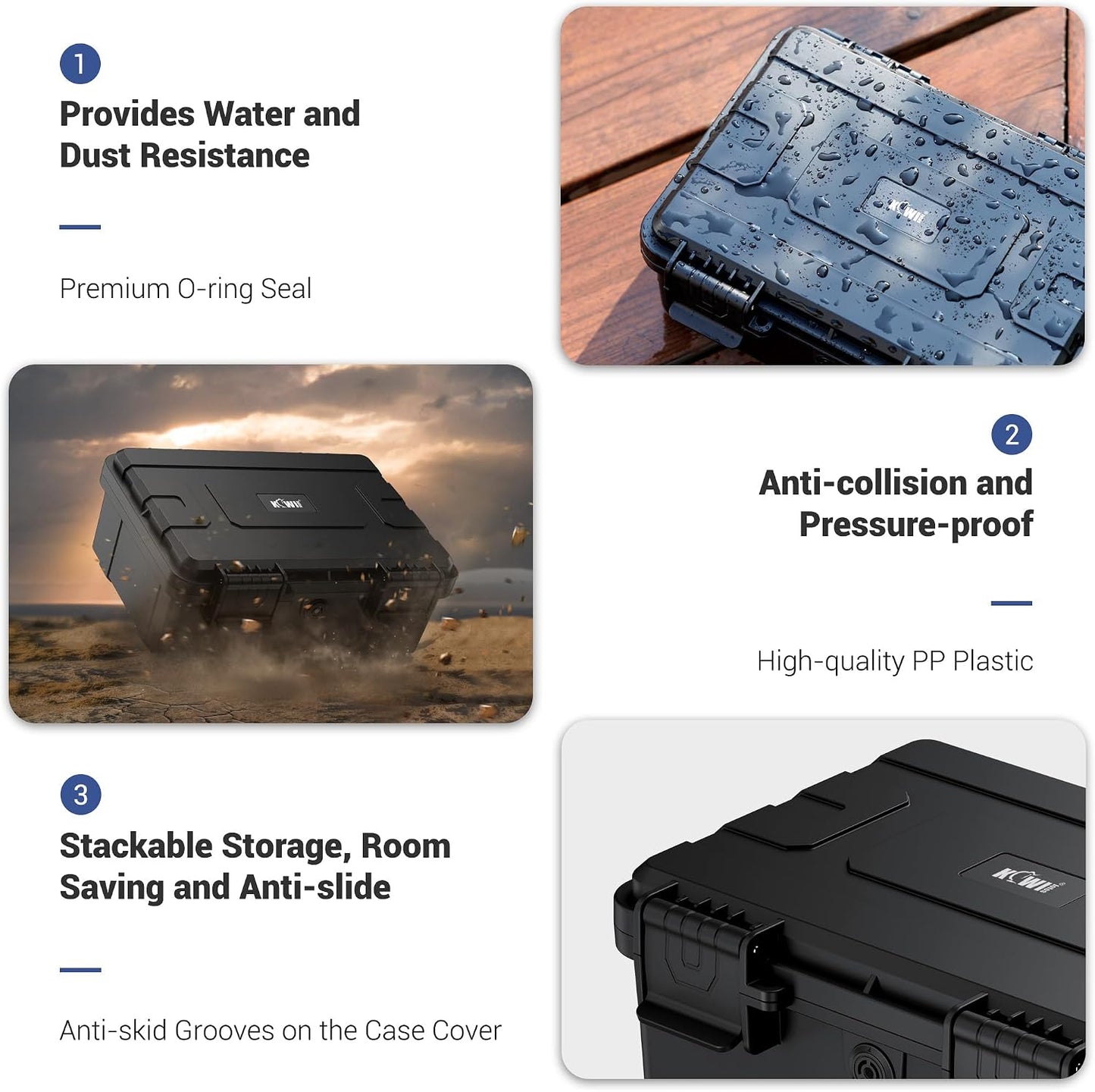 KIWIFOTOS IP67 15 LR20 D Cell Battery Organizer Case Waterproof Slots D Cell Alkaline Batteries Storage Holder
