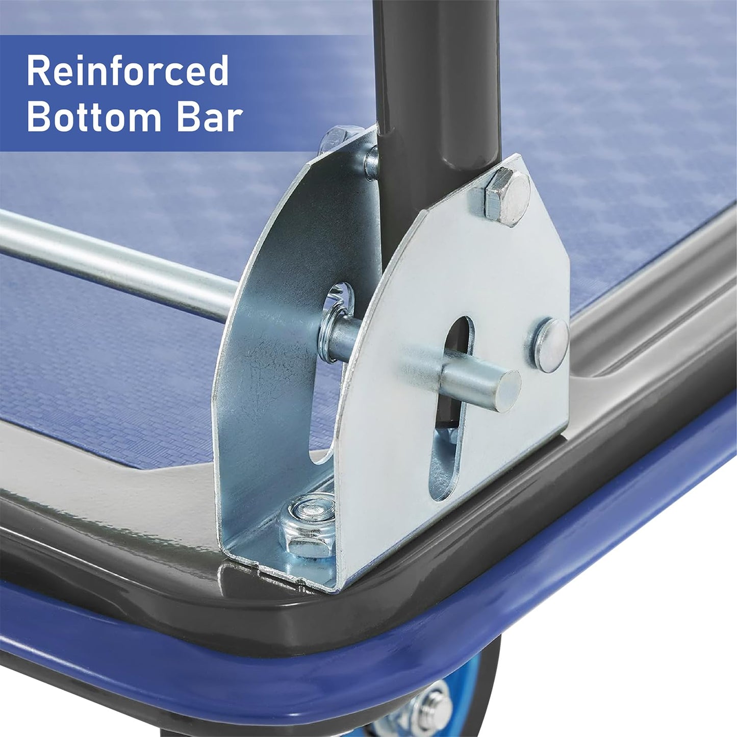 Olympia Tools Foldable Push Cart Dolly - 600 Lb. Capacity Heavy Duty Platform Truck with 360° Swivel Wheels - Blue