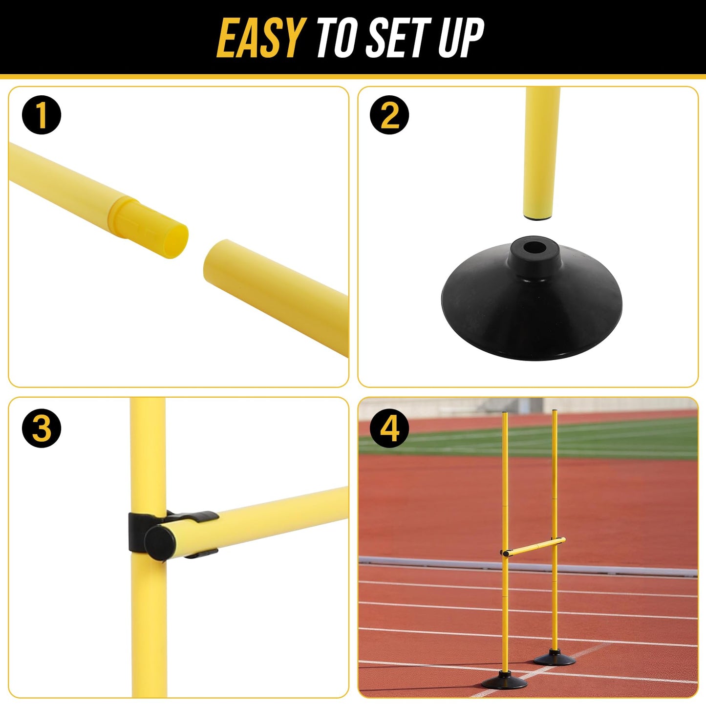 Neoaider 2-in-1 Adjustable Agility Hurdles, 6 Set Hurdles Training Equipment with Heavy-Duty Rubber Bases & Portable Storage Bag, Perfect for Track, Soccer, Plyometric, Fitness & Dog Agility