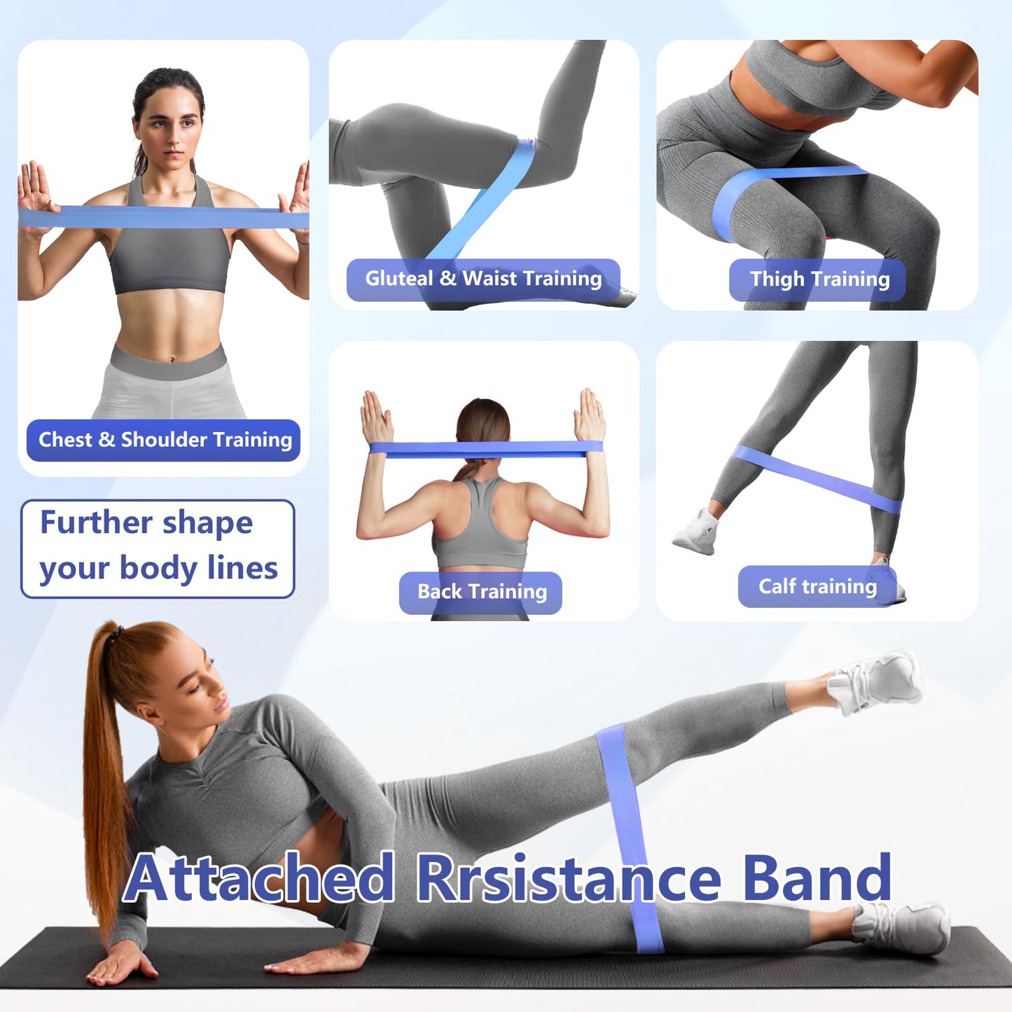 Thigh Trainer, 360°Adjustable Pelvic Floor Muscle Trainer with LED Display, Inner Thigh Exerciser with 20LB Resistance Band for Women, Home Fitness Equipment for Hip, Leg, Arm