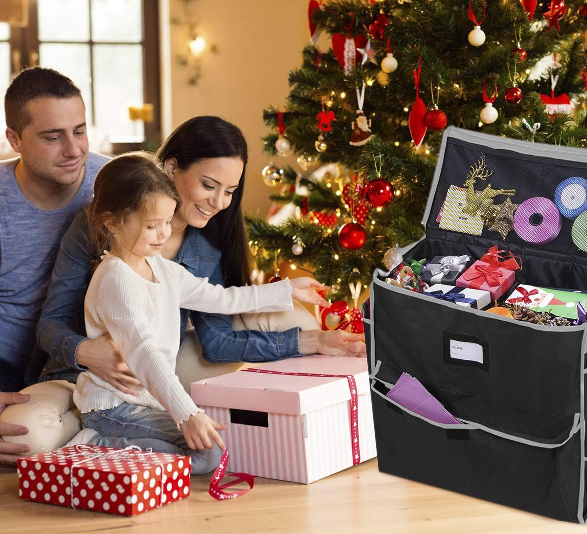 ProPik Holiday Storage Organizer - Unique Gift Bag & Wrapping Accessories | Black