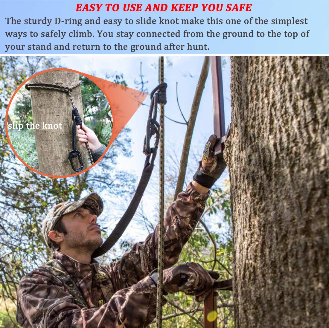 Treestand Lifeline Rope, 30' Treestand Safety Rope for Climbing Sticks, Hanging Ladder Stand Or Treestand, Bow Hunting Lifeline, Tree Stand Hunting Accessories, 30Feet