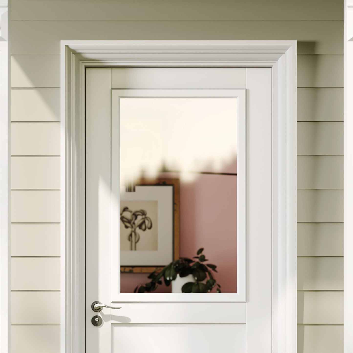 Lakenyon Entry Door Glass Inserts Replacement, 22" x 36", 1-Lite Clear Tempered Glass Insert Kit with White Frame, for Exterior Front Door.