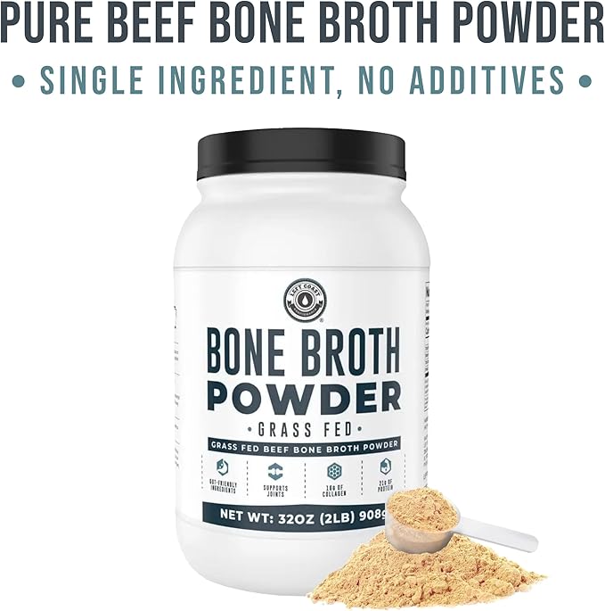 Bone Broth Protein Powder ??Pure Grass-Fed Beef Bone Broth, Unflavored with Natural Collagen, Glucosamine & Gelatin ??Paleo & Keto-Friendly, Non-GMO, Dairy-Free for Gut Health & Joint Support 32oz
