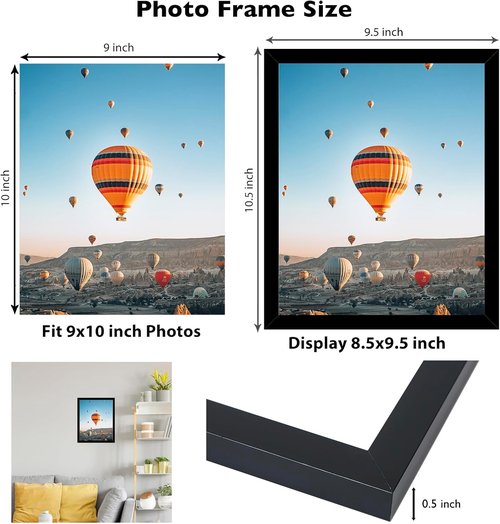 JCJMY 9x10 Picture Frame - Black Wall & Tabletop Display | Shatter-Resistant Plexiglass