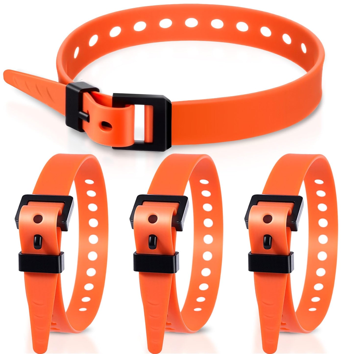 Blulu 4 Pack Reusable Industrial Straps 16" Length Reliable Tension Straps for Securing Bike Motor Gear -60 Lb. Working Load, Elastic Cable Ties for Welders Skis, Garden Hoses(Orange)