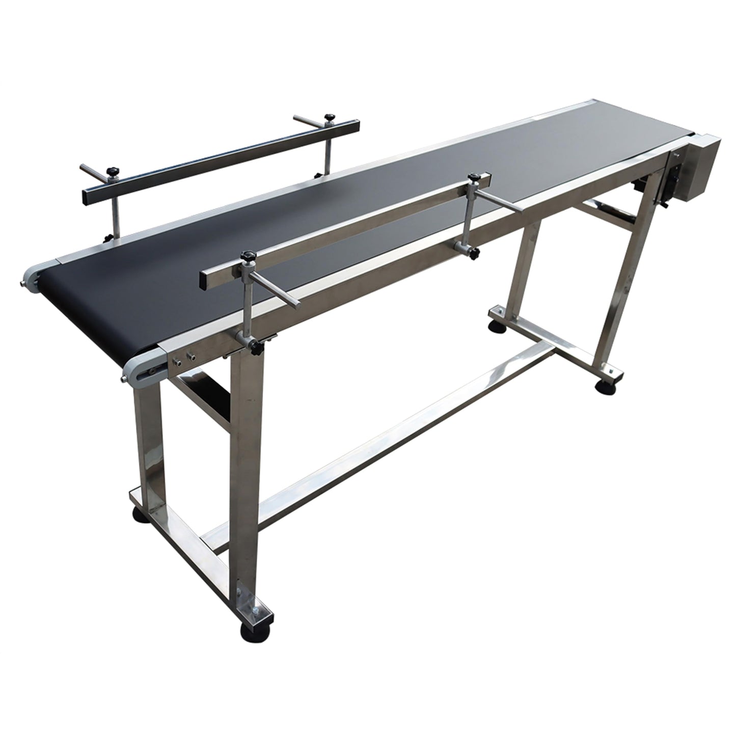 BREVELTION PVC Flat Belt Conveyor Stainless Steel Industrial Transport Conveyor Adjustable Speed Conveyor with Double Guardrails Conveyor Length 71inch Width 11.8inch Load 11LBS 120W