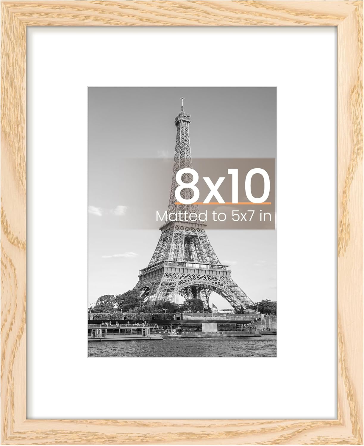 Upsimples 8x10 Picture Frame - Versatile Display for 5x7 or 8x10 Photos, Natural Finish, 1 Pack