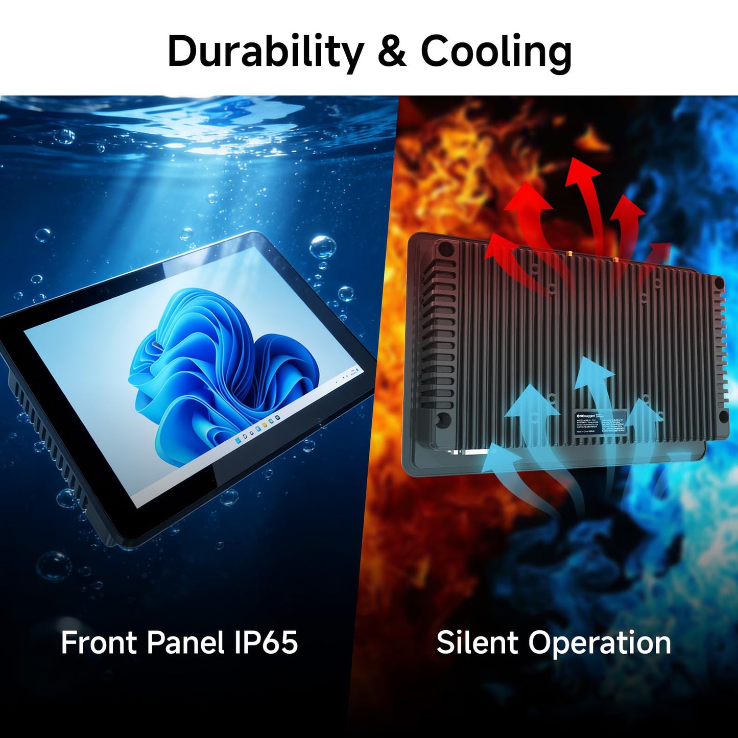ONERugged 10.1 inch Industrial Panel PC P10J, 10 Point Capacitive Touch Screen Panel Computer, 8GB+128GB, Celeron N5100, Windows 11 Pro, 2xUSB3.0, HDMI, 2xRS232, 2xLAN, BT5.0/WiFi - Black