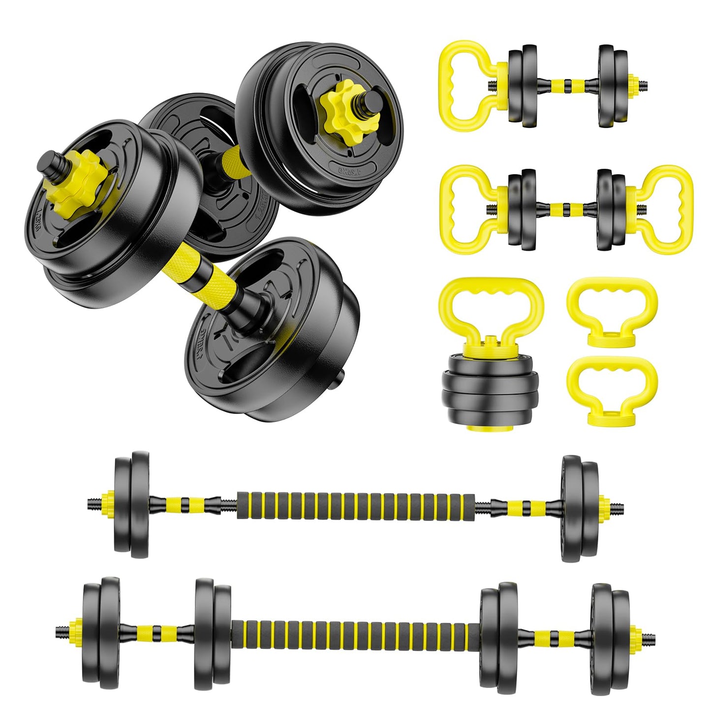 HUAYA Adjustable Dumbbell Set, 10-90lbs Free Weights with Connector – 4 in 1 Dumbbells, Barbell, Kettlebell & Push Up Stand, Adjustable Weights Set for Home Gym Fitness Equipment for Men & Women (Orange 30lbs (15lbs*2))