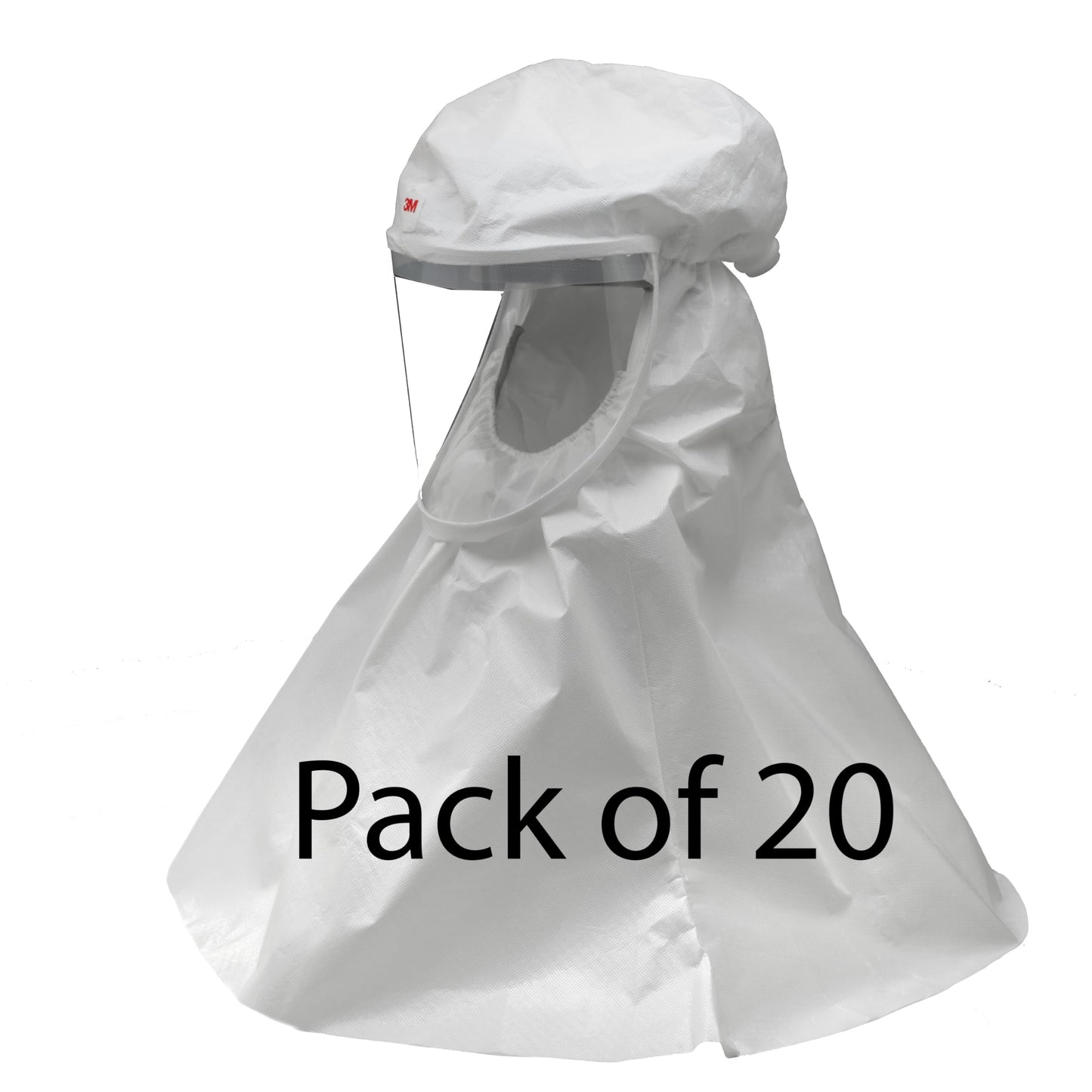 3M Versaflo Economy Hood, S-403L-20, Medium/Large, Pack of 20, Coverage for Dust and Paint Spray, Liquid Splash Protection for Eyes and Face, Lightweight, White