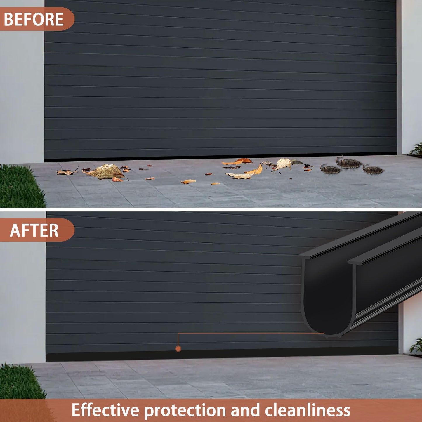 Gaahing Garage Door Bottom Seal Strip, 9.8 FT U-Shaped Replacement Weather Stripping, Impact Buffer Sealing Weatherstrip, Fits 5/16" T-End Double Track
