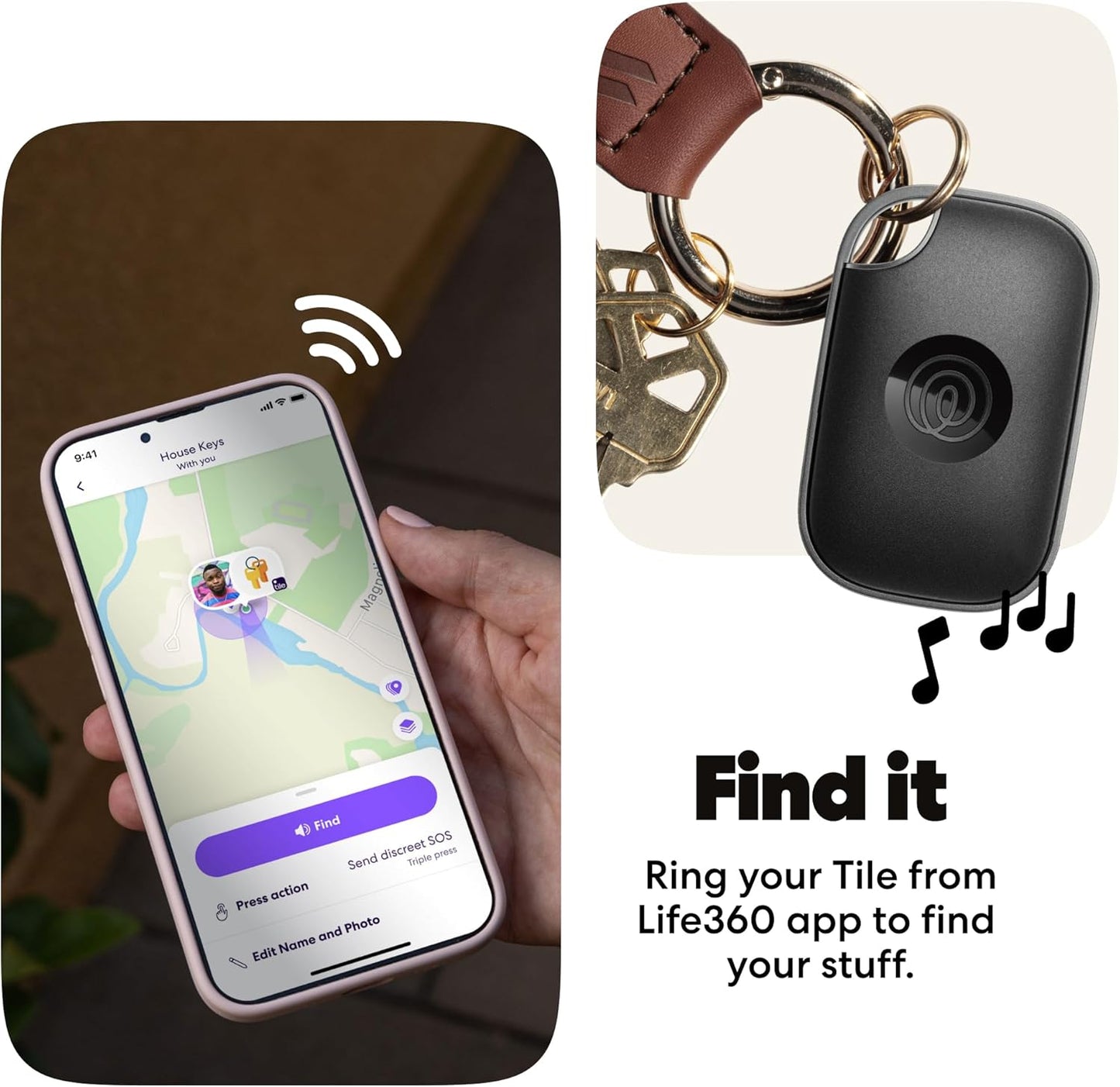 Life360 1-Pack Tile Pro - Powerful Bluetooth Tracker, Key Finder and Item Locator for Keys, Bags and More. Both iOS