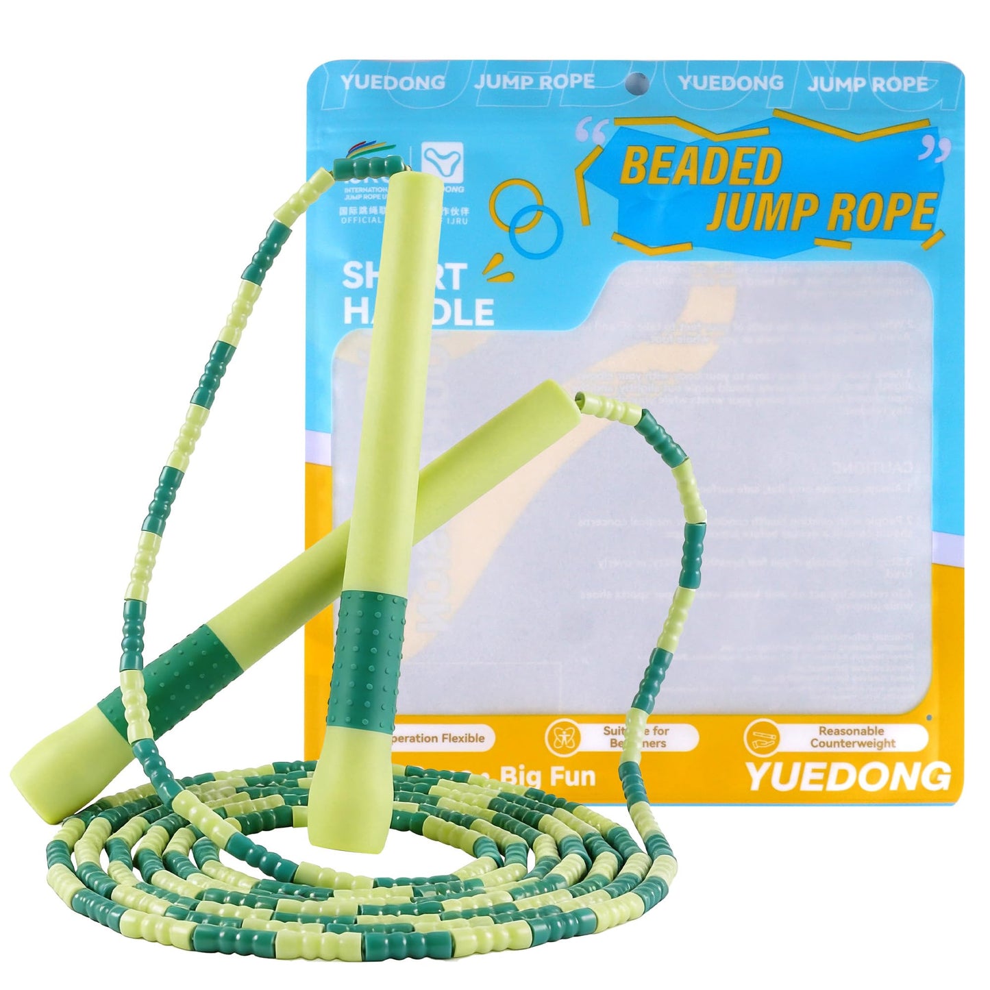 YUEDONG Colorful Magic Jump Rope, TPU Segmented Skipping Rope for Beginners, Adjustable Length with Anti-Slip Handle, Lightweight 102g, Durable & Flexible for Fitness Exercise (1, Green, 2.8M)