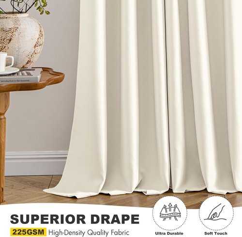 MIULEE Blackout Curtains - Thermal Insulated Room Darkening Drapes | 63-Inch, Birch Color, 2 Panels