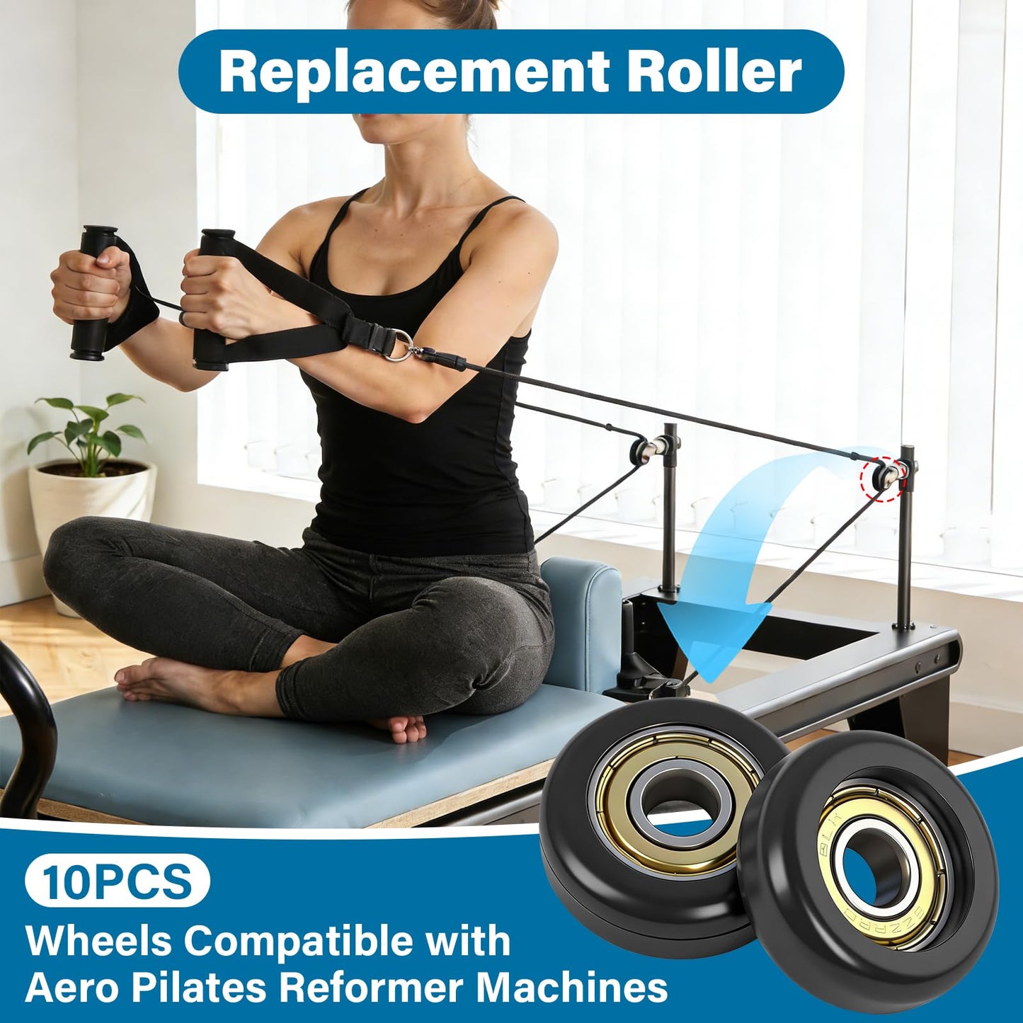 10 Pcs Replacement Roller Wheels for Aero Pilates Reformer Machines – Smooth, Quiet Glide, 32mm POM Wheels for Silent and Effortless Movement