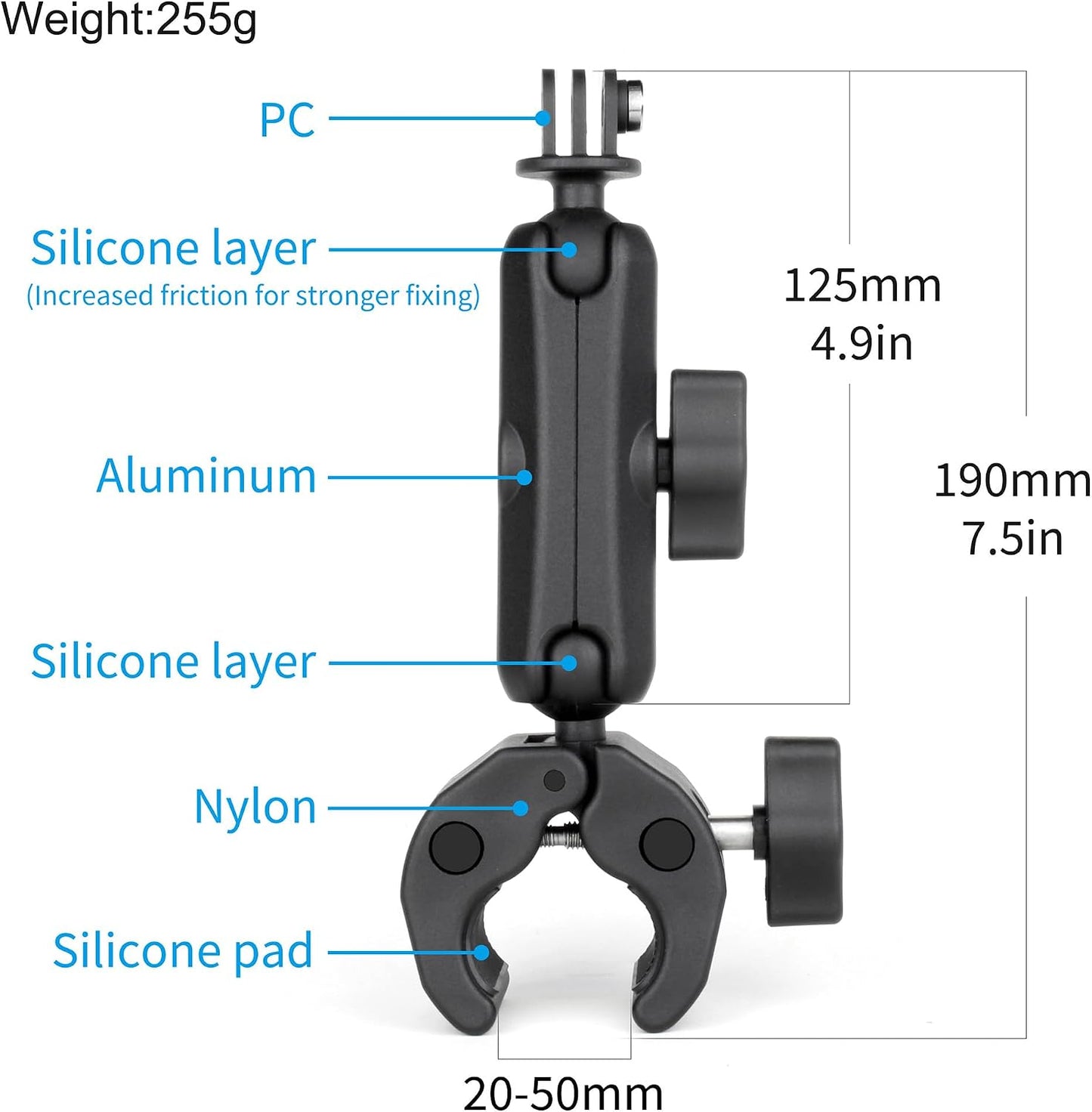 SOONSUN 360 13 12 11 10 9, Insta360, Super Clamp Mount with Dual Ball Heads & Phone Holder, Heavy-Duty Camera Clamp