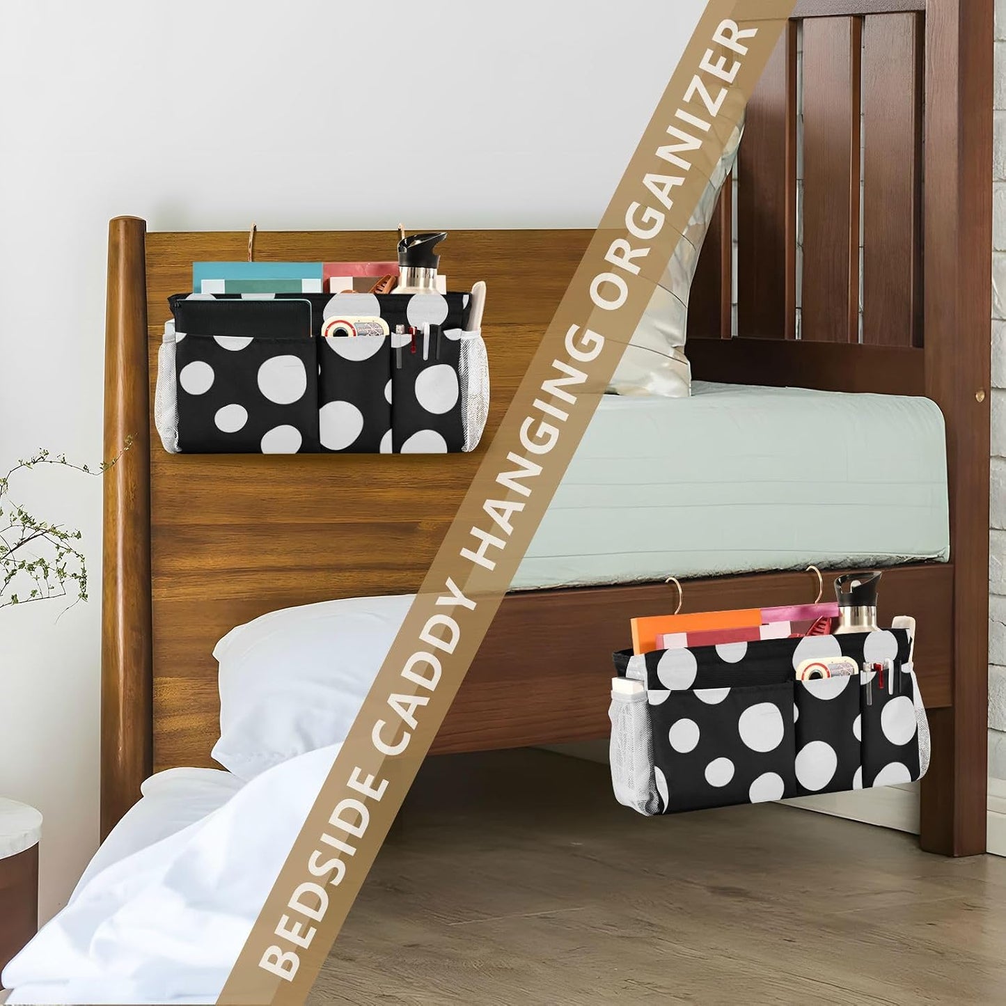 Amooorous Bedside Table Caddy Table Cabinet Storage Organizer for College Dorm Rooms Essentials, Hospital Bed