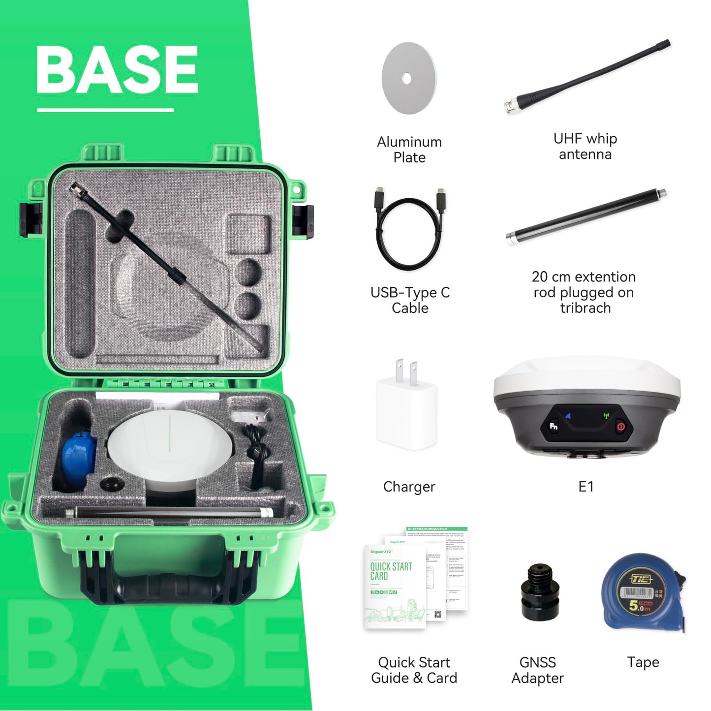 SingularXYZ E1 GNSS GPS RTK Base Station Land Surveying Equipment Total Station GNSS Receiver High Accuracy Static Surveying, Coodinates Collection, Point Surveying