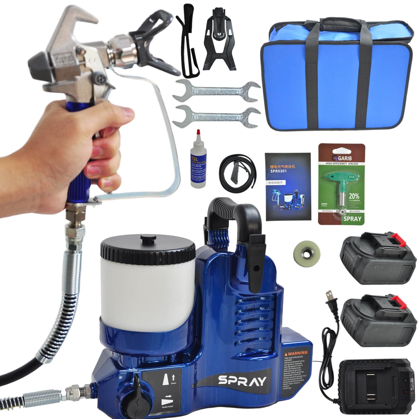 Cordless Paint Spraying Tool with Adjustable Hose - Compatible with 18V Battery Platform, 360° Spray Coverage for Furniture, Walls, and Fences
