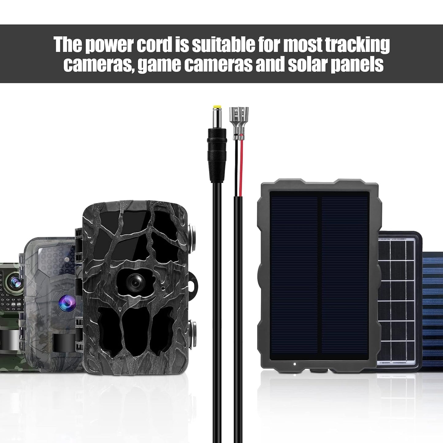 Yoizyfree Cord,79inch 5.5x2.1mm Trail Camera Power DC External Power Cable Compatible with DC Plug Trail Game Camera