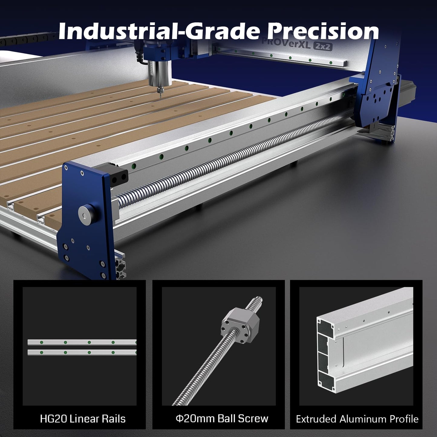 Genmitsu PROVerXL 2X2 CNC Router Machine, Closed-Loop Stepper Motor + CNC Spindle Motor Kit, 2.2KW Water Cooled Spindle Motor