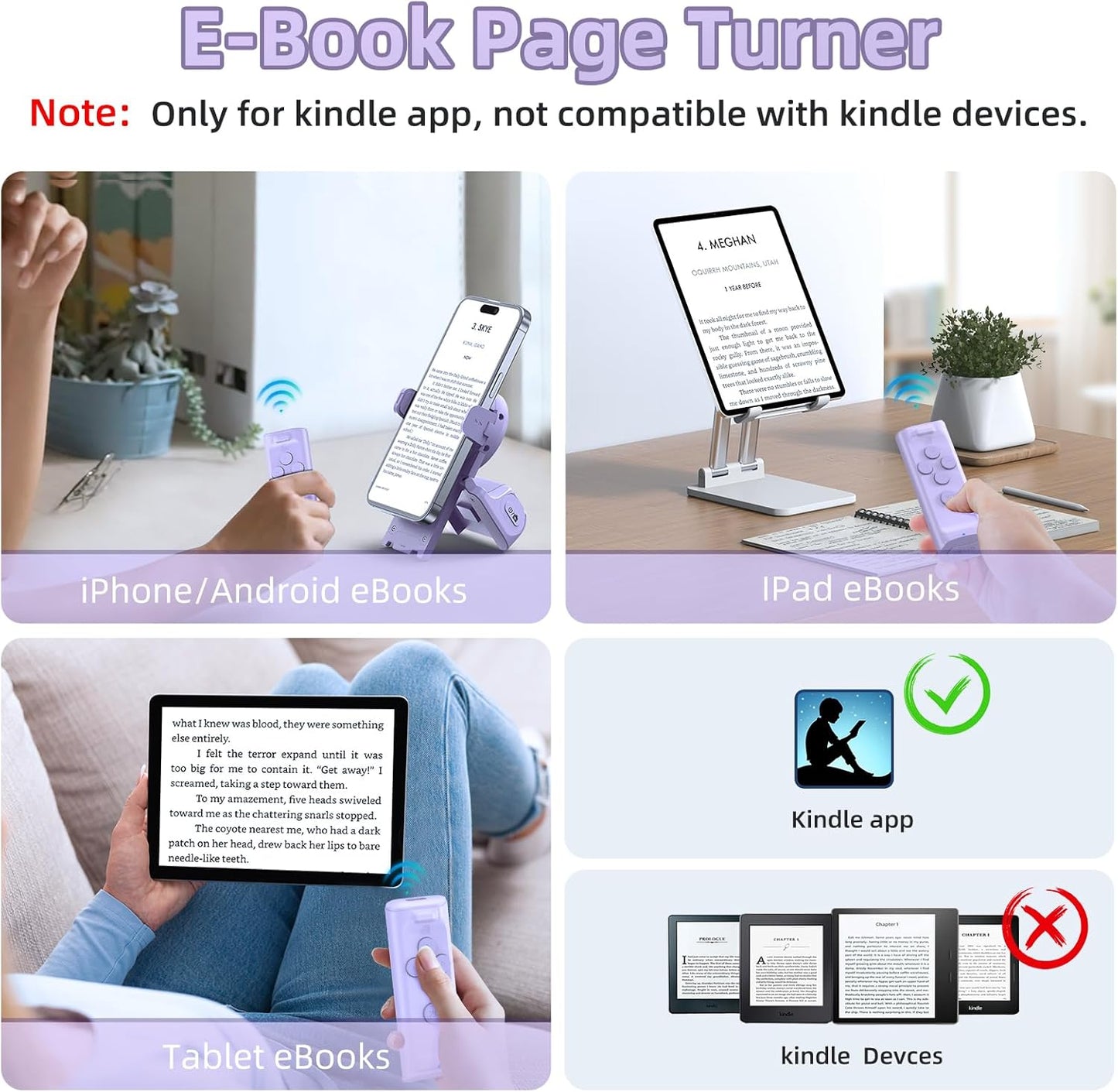 MILOUZ Remote Control Scrolling for Tiktok with Phone Stand,Page Turner for Kindle App E-Book,Bluetooth Camera Shutter