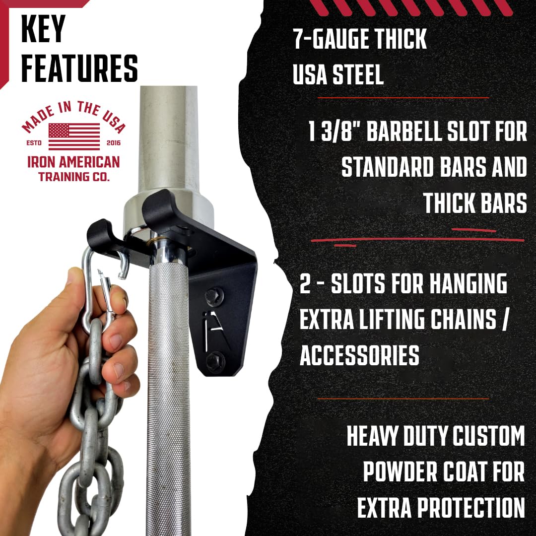 IRON AMERICAN Alpha Single Barbell Gym Wall Storage - Barbell Wall Mount Rack, Barbell Hanger 4.5 x 3.3 x 4 Inches - Holds Any Standard Olympic Barbell Hardware Included (Alpha Single Barbell)