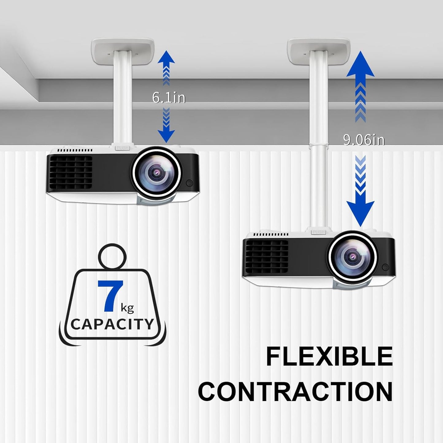 Jomard Universal Projector Ceiling Mount, Adjustable Height Extendable Arms, Ceiling Projector Mount for Home