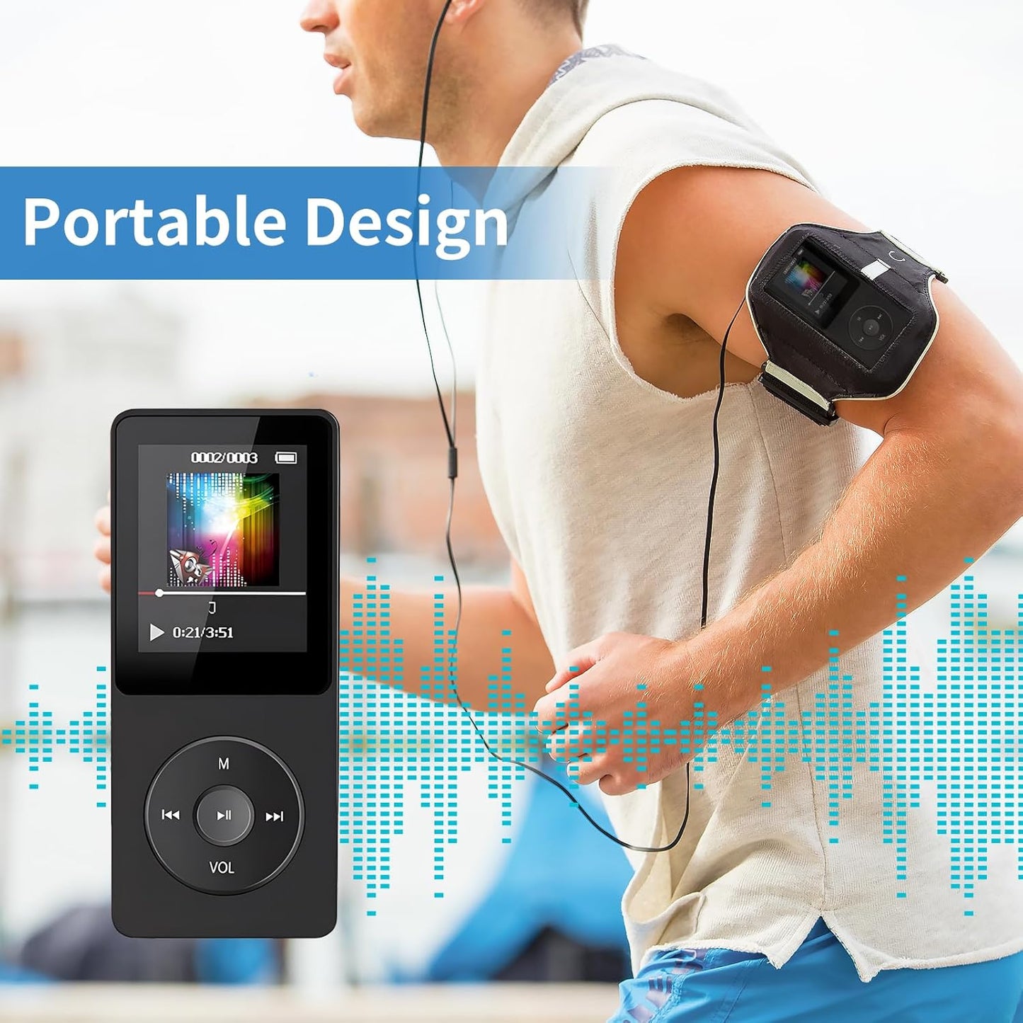 VR-robot MP3 32GB 128GB Player, Music Player with Micro SD Card, Earphone,Build-in Speaker/Photo/Video Play/FM