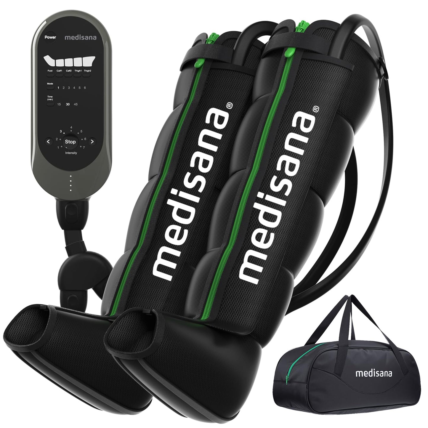 Medisana Leg Compression Massager for Circulation, Compression Boots with 6 Modes & 7 Intensities, Rechargeable Full Leg Massager for Athletes, Muscle Recovery & Pain Relief, Christmas Gifts
