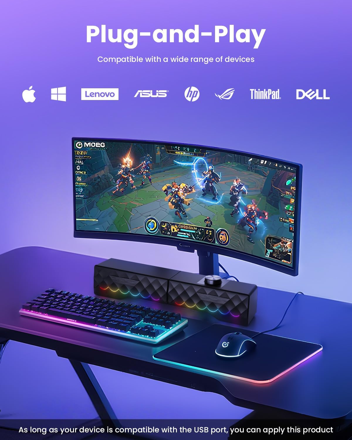 TONE JOY 2 1 PC Speakers - in Detachable Computer Speakers with LED for Dynamic and Cool Gaming - Gaming Speakers