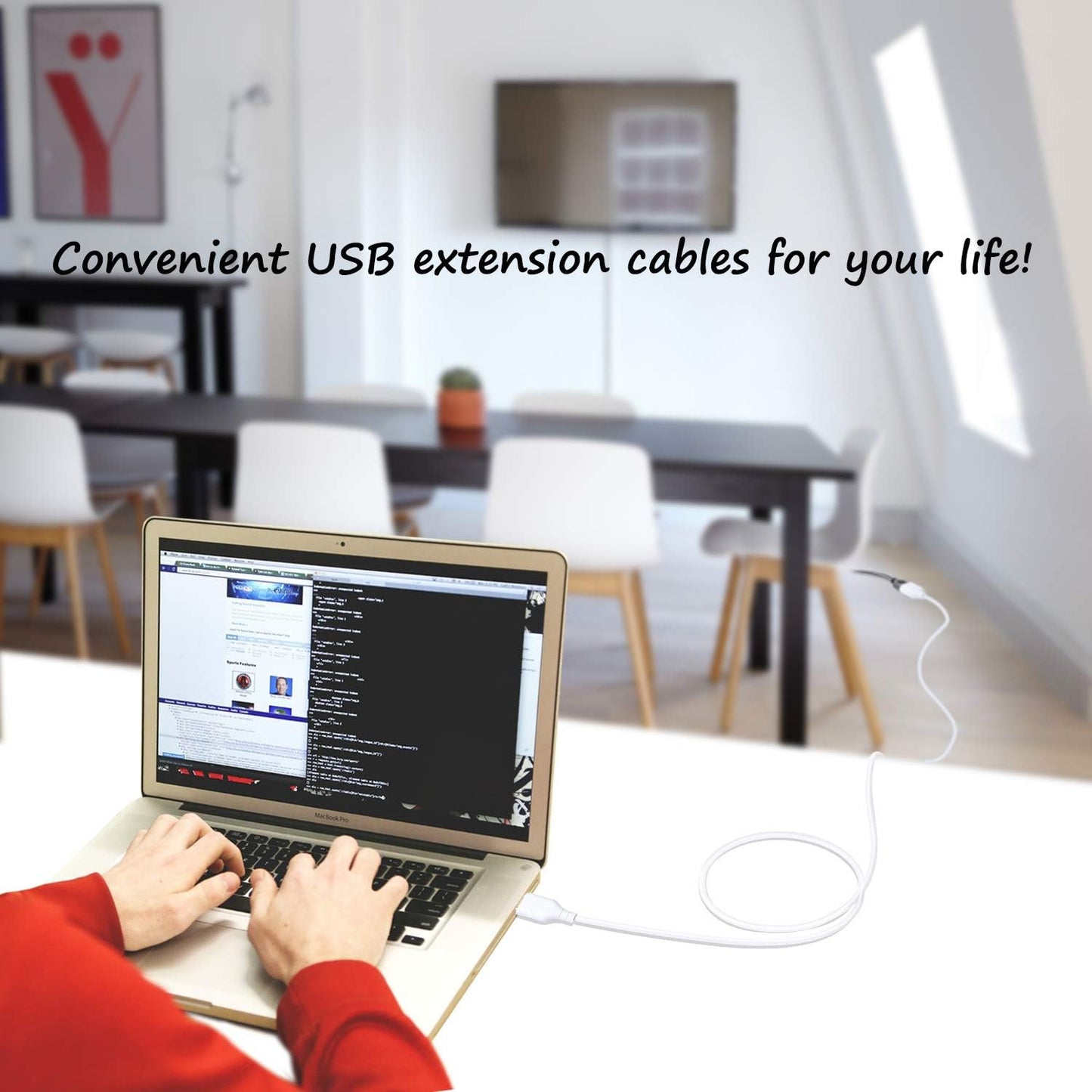 15ft, 2 Pack 2.0 Costyle USB Extension Cable White USB Extender Cable Type A Male to A Female Extension Cable Long USB