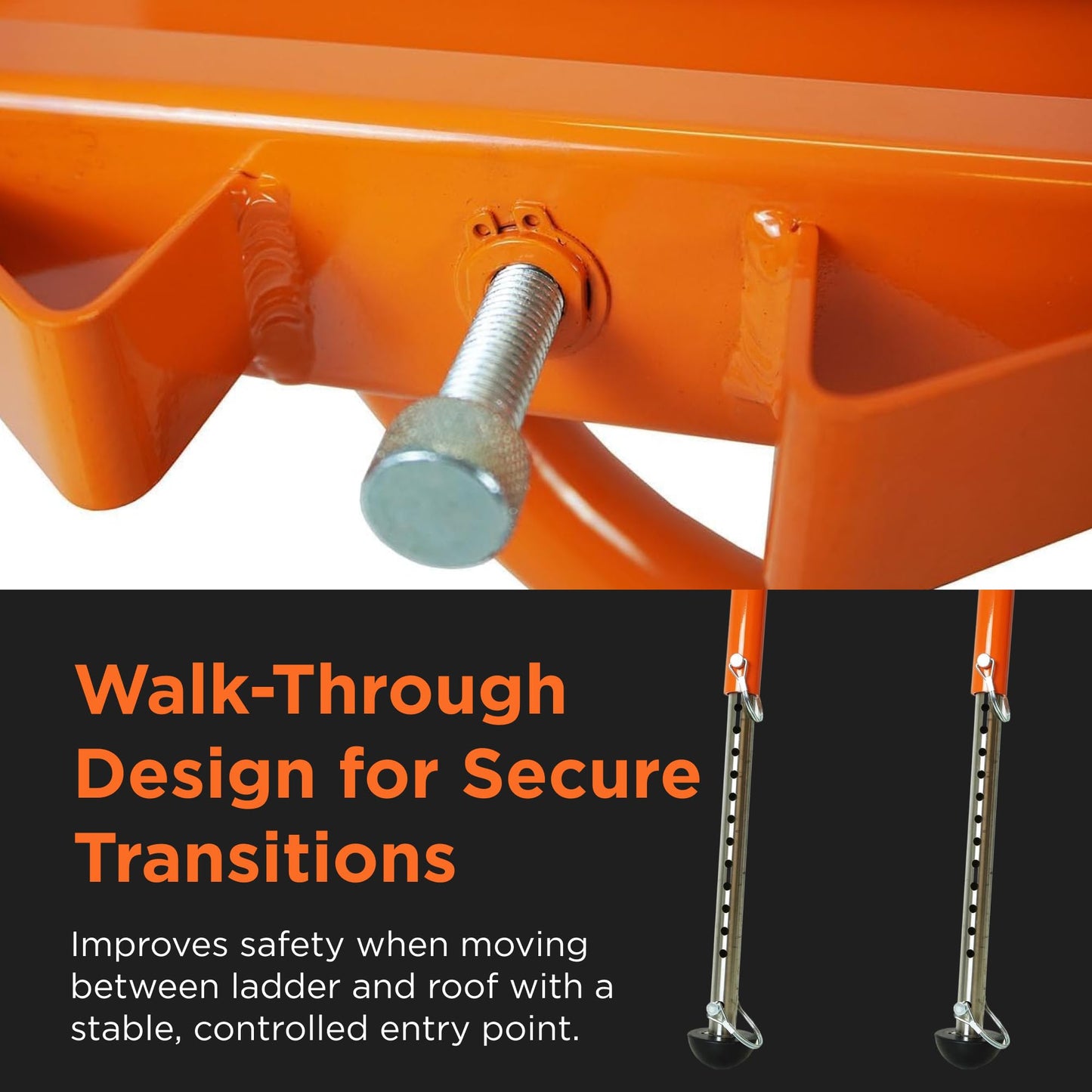Bighorn Ladder Stabilizer for Roof Safety | Lightweight Aluminum | Easy Adjustable | Stabilizing & Secure | Gutter Clips/Hooks Included | Easy Access Handle Support | Fold for Transport & Storage