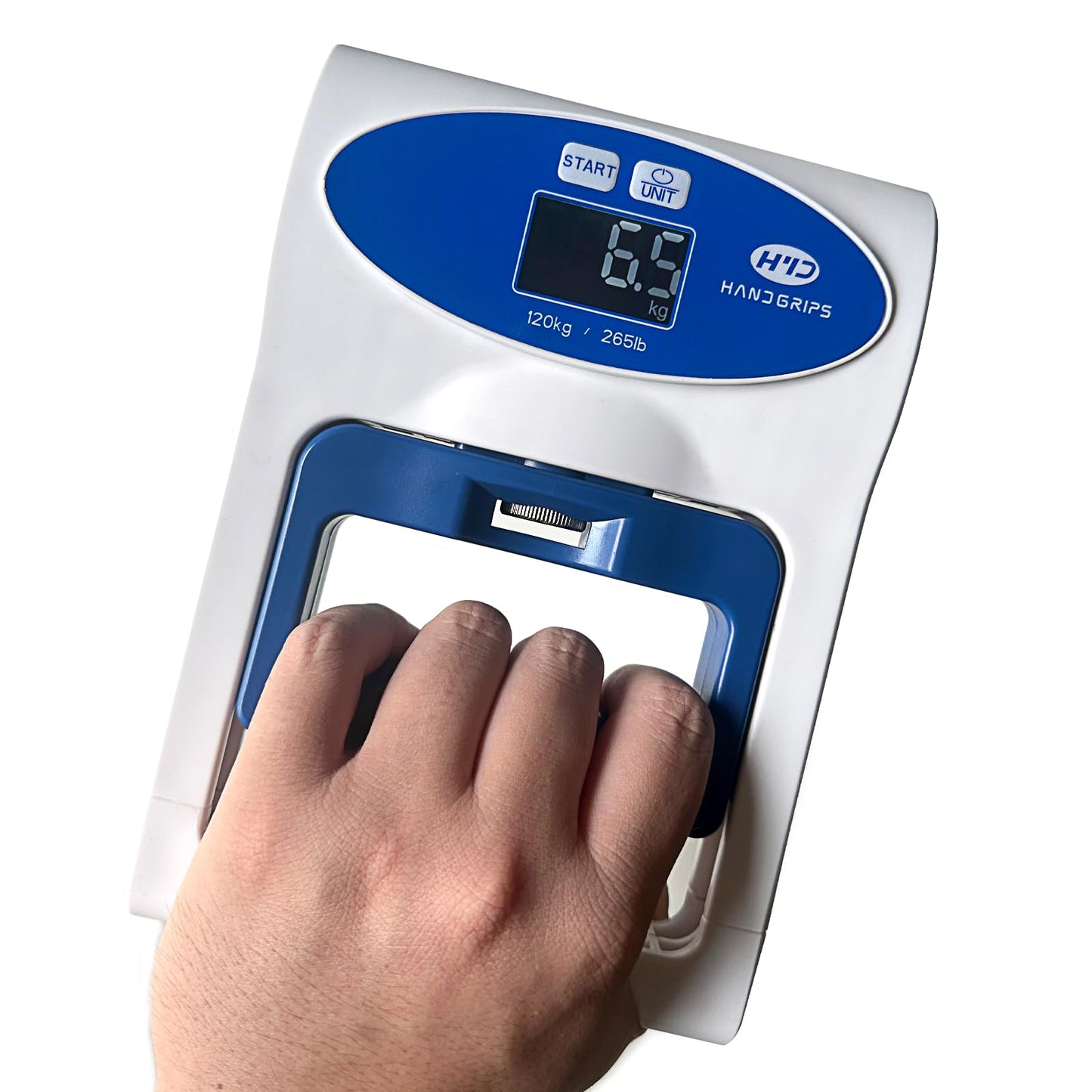 MEGAWISE Grip Strength Dynamometer Pro - Digital Hand Grip Tester & Trainer, 265lbs/120kg High Precision Sensor, Home Fitness, gym (White)