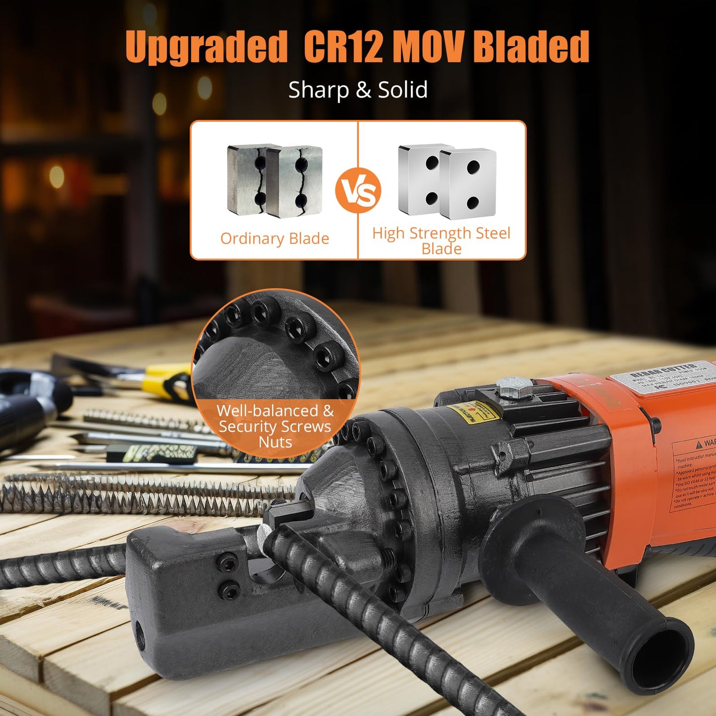 Electric Hydraulic Rebar Cutter Tool, 900W Cutting up to 5/8 Inch #5 4-16mm Rebar Steel within 3 Seconds,110V, with Blades & Easy Carry Stainless Box (900W RC-16)
