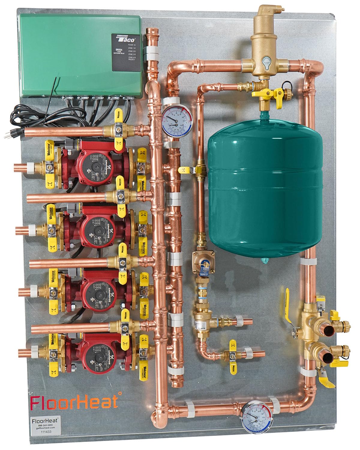 Hydronic Radiant Heat Control Panel - 4 Zone | Pre-Assembled Heating Distribution System for Underfloor, Home & Space Heating | High-Efficiency & Easy Install