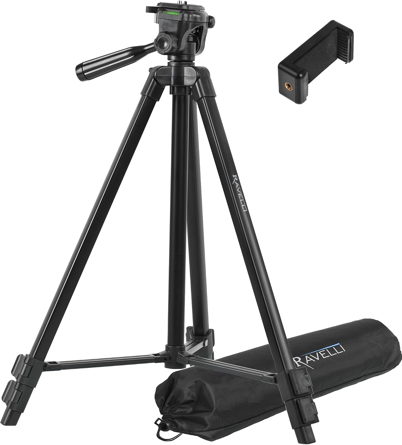 Ravelli 53" Lightweight Aluminum Tripod with Bag & Smartphone Mount