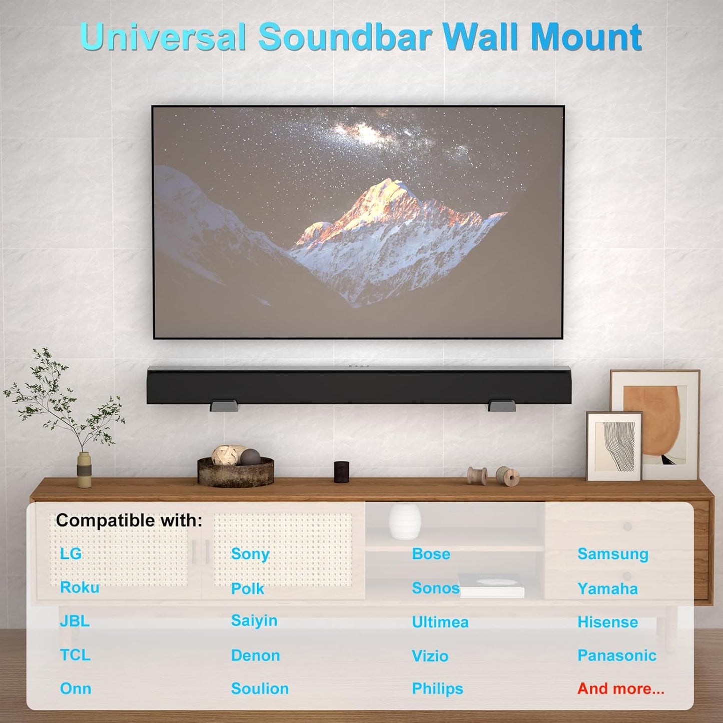 ZUOLACO 33 lbs, 3.6-6.4, Soundbar Wall Mount Bracket for Samsung, Bose, Vizio, LG, Sony, JBL, Sonos and More Sound Bar