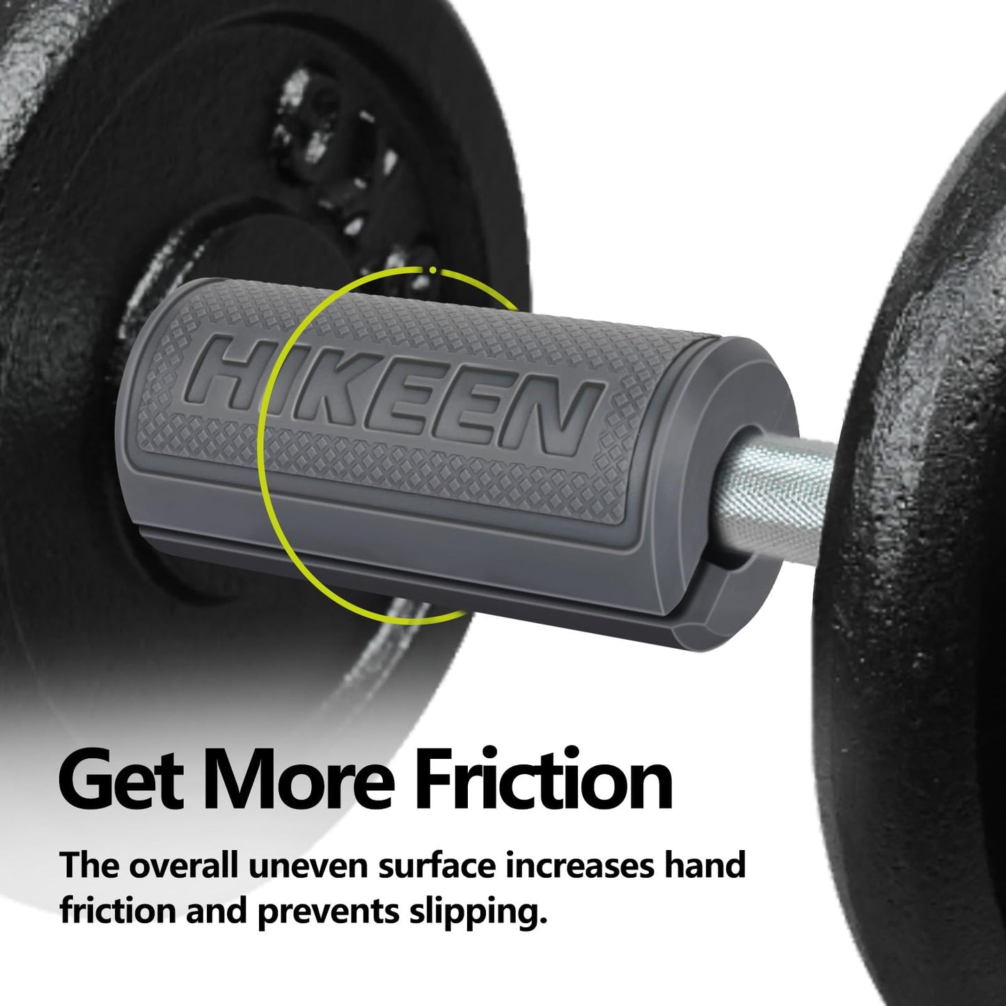 Hikeen Thick Bar Dumbbell Grips,Non Slip Hard Rubber Barbell Grips,Grips for Weight Lifting, Muscle Building-2.25" Outer Diameter