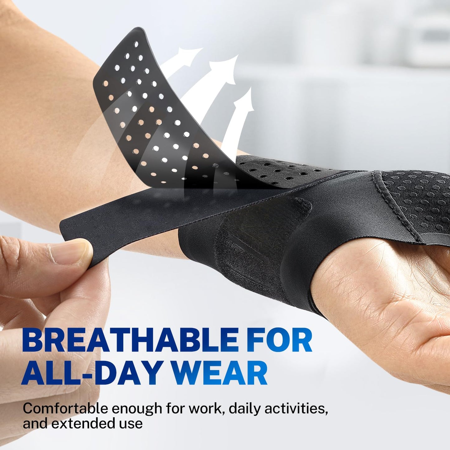 Wrist Brace for Carpal Tunnel, Ultra Thin & Breathable, Soft Thumb Design, Ajustable Wrist Support for Typing, Tennis, Golf, Sleep & Daily Use (Not for Thumb Pain), Fits Both Left & Right Hand, S/M
