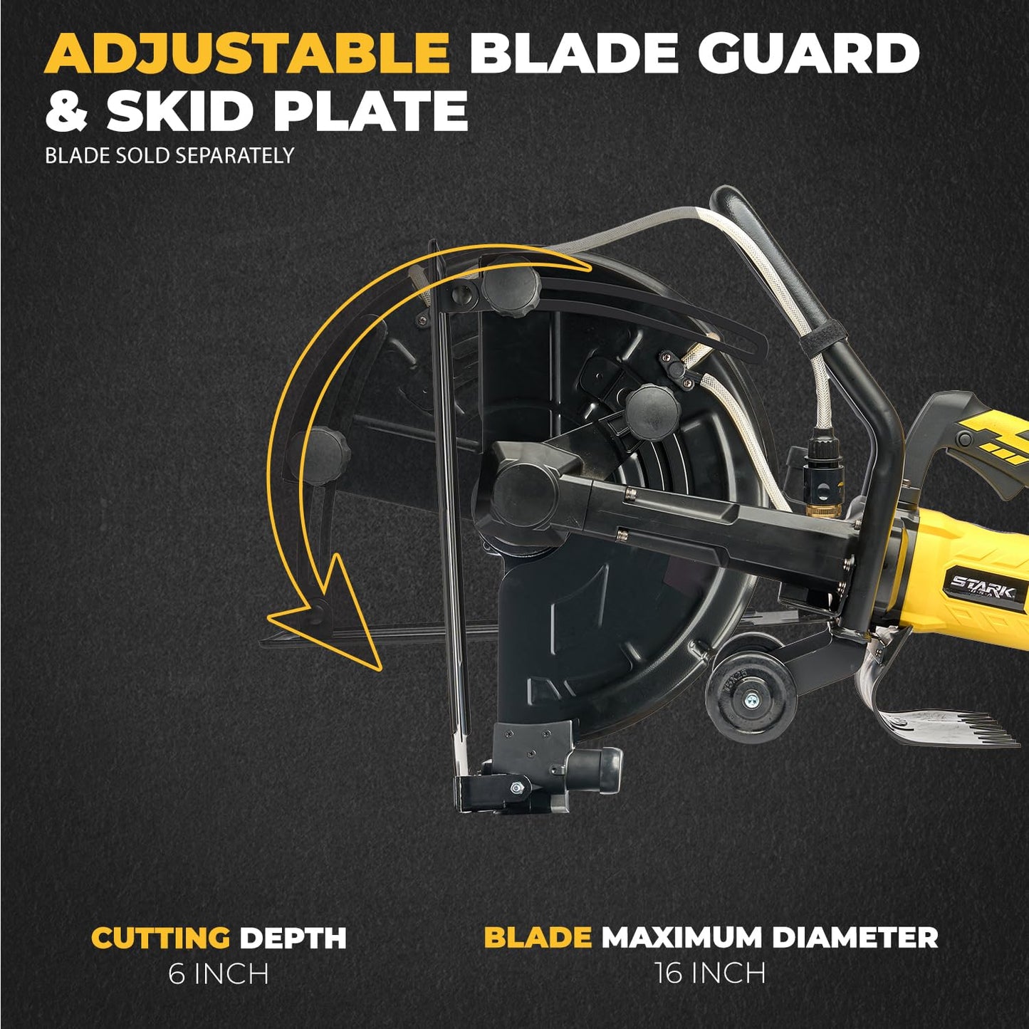 Stark USA 3200W Electric 16" Cutter Circular Saw Wet/Dry Concrete Saw Cutter Saw 20AMP Water Line Attachment Included 16" Blade