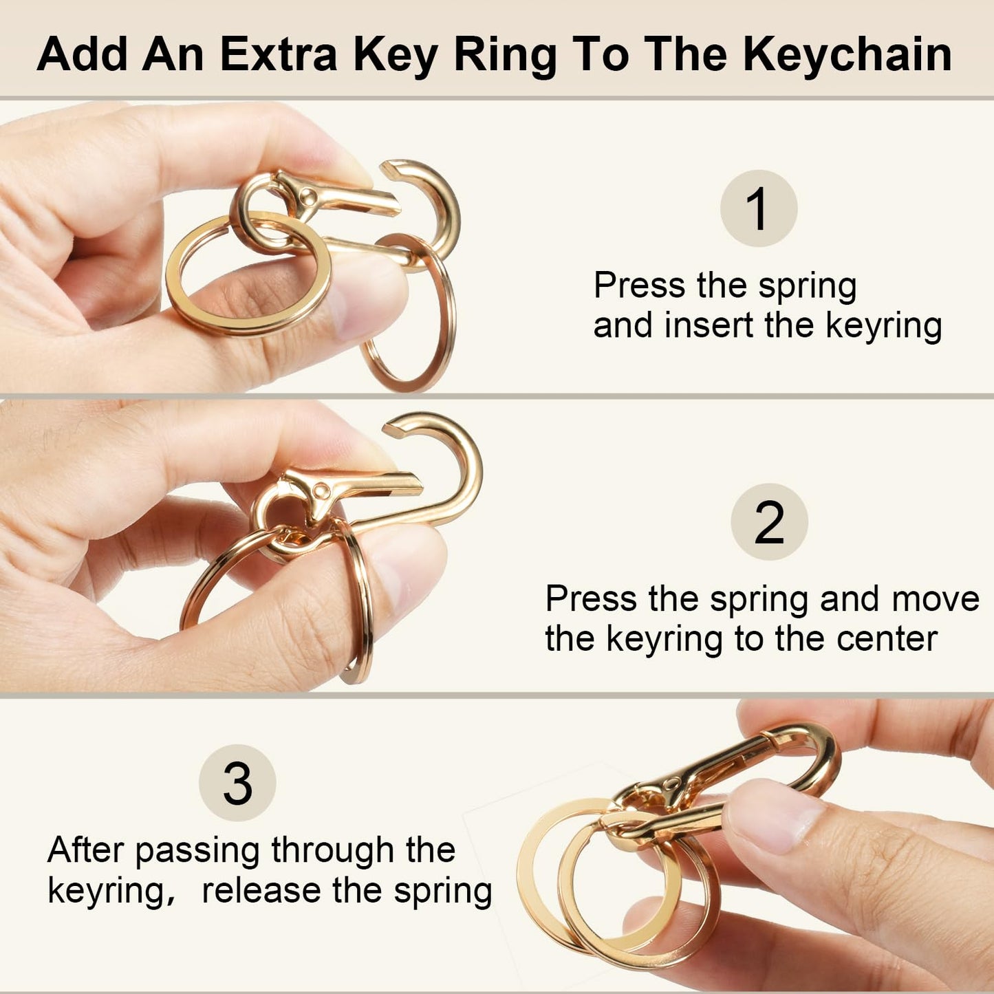 2pcs Metal Keychain Rings, Sturdy Key Chain Ring Carabiner Clip, Key Holder Organizer for Purse Charms Hook, Paracord Keychain Lanyard, Men and Women Home Car Keyrings (Black)