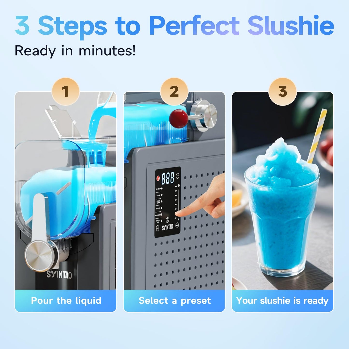 SYINTAO 2-in-1 Slushie & Soft Serve Ice Cream Maker, No-Ice-Needed Frozen Drink Machine with LED Display, 6 Preset Modes, Auto-Clean & Delay Timer – Gift for Family